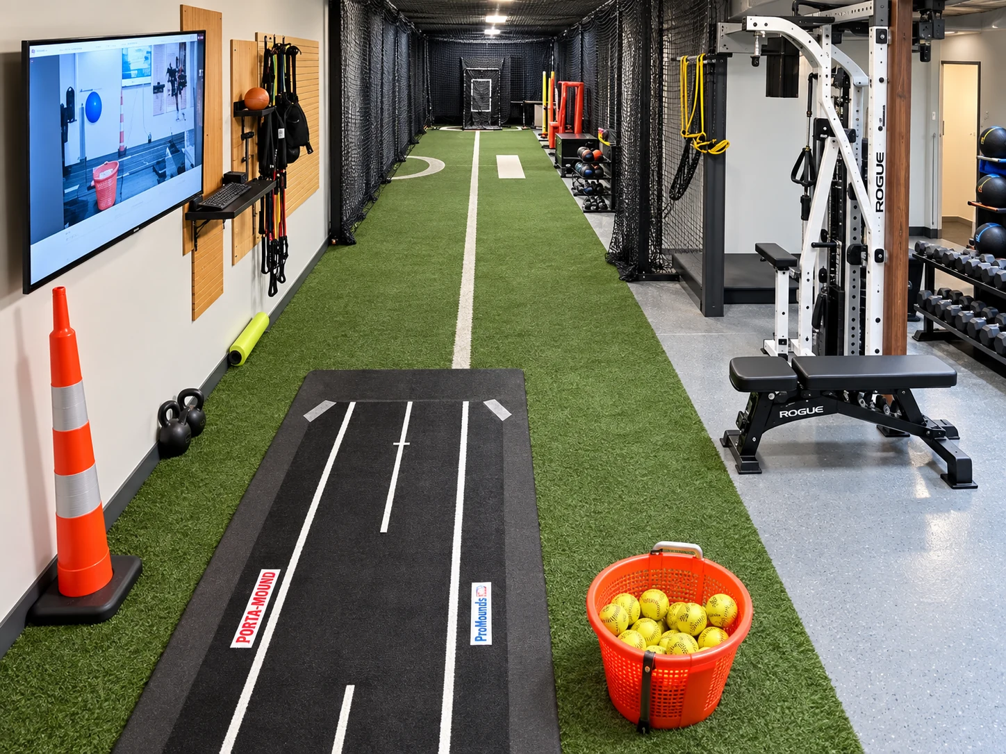 Indoor pitching and training lane